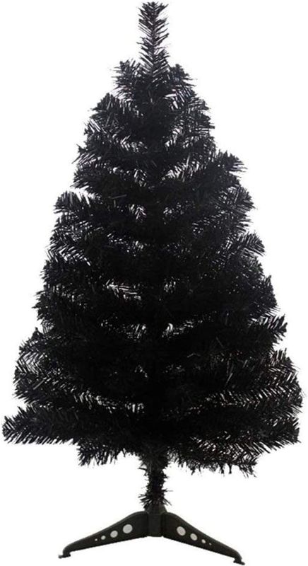 Photo 1 of 3 Foot Christmas Trees Artificial Xmas Pine Tree with PVC Leg Stand Base Home Office Holiday Decoration (Black)
