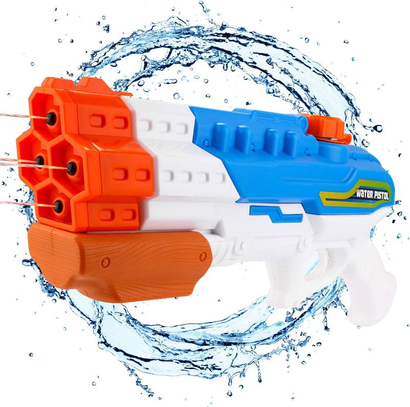 Photo 1 of Balnore Water Gun,4 Nozzles Water Blaster High Capacity 1200CC Squirt Guns 30ft Water Pistol Water Fight Summer Toys Outdoor Swimming Pool Beach Water Guns for Kids & Adults
