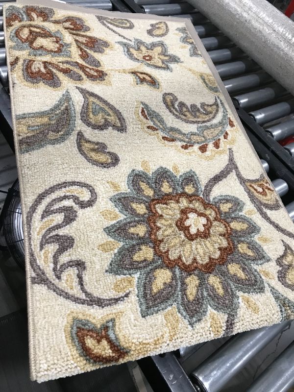 Photo 2 of 2'x7' Runner Floral Paisley Rug Beige - Threshold™
