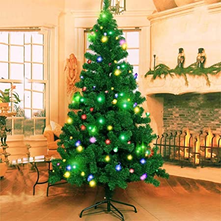 Photo 1 of Christmas Tree, 6ft Artificial Christmas Tree with String Lights, Xmas Pine Tree with 1000 Tips,Home Holiday Christmas Decorations
