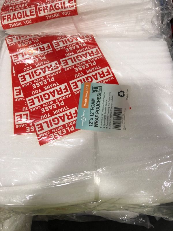 Photo 2 of 100-Pack 12" x 12" Foam Wrap Sheets Cushioning Foam, Moving and Packing Supplies, Fragile Stickers Included
