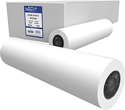 Photo 1 of Alliance Wide Format Paper CAD Bond Rolls (20lb | 2 Rolls, 36 In x 300 Ft | 2" Core)
