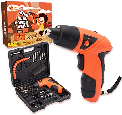 Photo 1 of JoyTown Kids Real Power Drill Set – Electric Cordless Drill Tool Kit for Children with Interchangeable Bits, Flexible Shaft, Charger, All in Carrying Case, Learning Tools for Boys & Girls Home DIY
