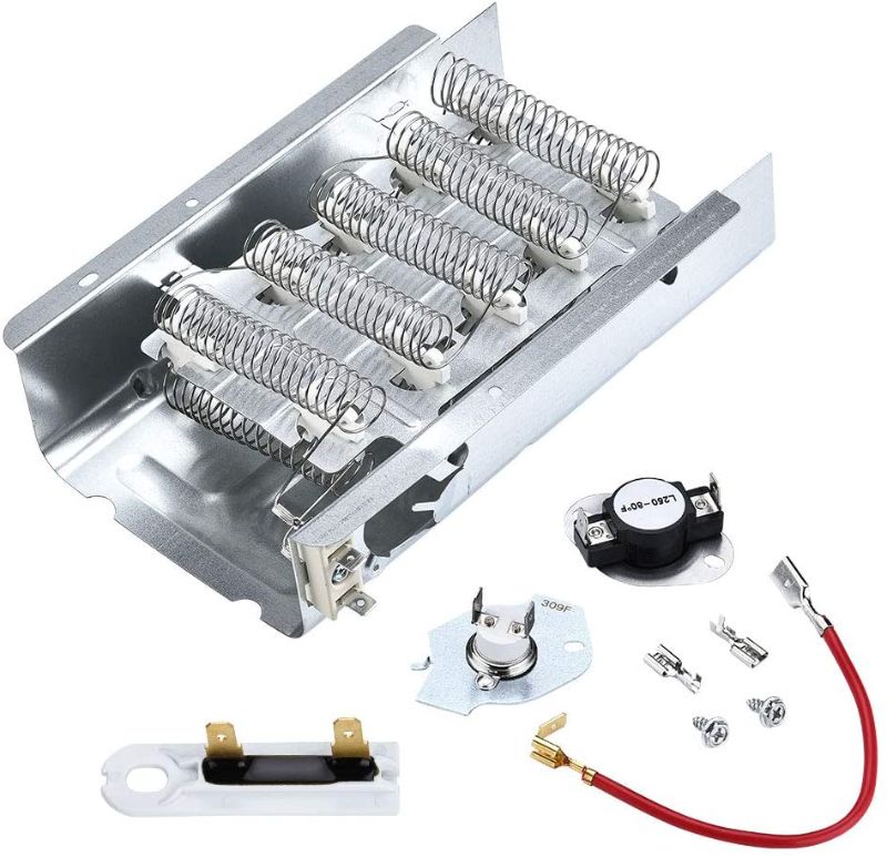 Photo 3 of 279838 Dryer Heating Element and 279816 Thermostat Kit & Thermal Fuse 3392519 By Appliancemate Replacement for Whirlpool Dryer Heating Element with Thermostat Combo Pack Replaces 3398064 3403585
