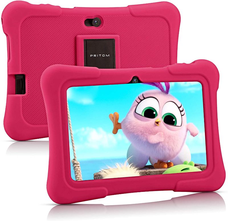 Photo 1 of Pritom 7 inch Kids Tablet | Quad Core Android 10.0, 16GB ROM | WiFi,Bluetooth,Dual Camera | Educational,Games,Parental Control,Kids Software Pre-Installed with Kids-Tablet Case (Pink)
