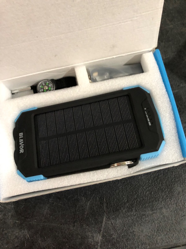 Photo 2 of 10,000mAh Solar Phone Charger with Dual Flashlight Set of Two (BLUE
 and Black)
