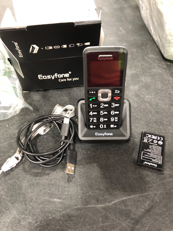 Photo 2 of Easyfone T200 4G Unlocked Big Button Basic Feature Cell Phone, Easy-to-Use Mobile Phone for Elderly and Kids with SOS Button, Hearing Aid Compatible and Charging Dock, FCC/IC Certified (Black)
