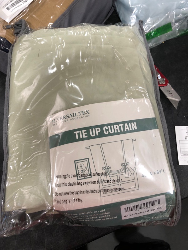 Photo 1 of H.Versailtex Premier Thermal Insulated Blackout Curtain Tie Up Window Shade (Rod Pocket Panel) - 42" Wide by 63" Long - Dove Gray
