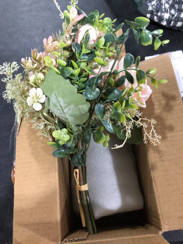 Photo 1 of Cozzi Codi Fake Flowers with Vase, Silk Roses Artificial Flowers in Vase, Faux Flower Arrangement with Vase Suitable for Home Office Decoration, Dining...
