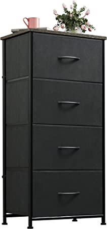 Photo 1 of WLIVE Dresser with 4 Drawers, Fabric Storage Tower, Organizer Unit for Bedroom, Hallway, Entryway, Closets, Sturdy Steel Frame, Wood Top, Easy Pull Handle, Charcoal Black