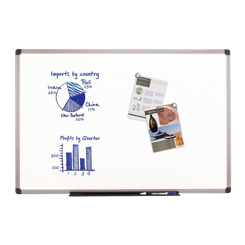 Photo 1 of Realspace Porcelain Magnetic Dry-Erase Whiteboard, 36" X 48", Aluminum Frame with Silver Finish