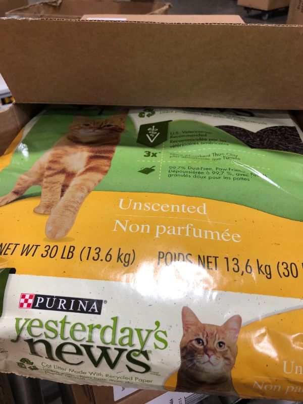 Photo 1 of PURINA Yesterday's News Non Clumping Paper Cat Litter, Unscented Low Tracking Cat Litter in Recyclable Box - 30 Lb. Bag