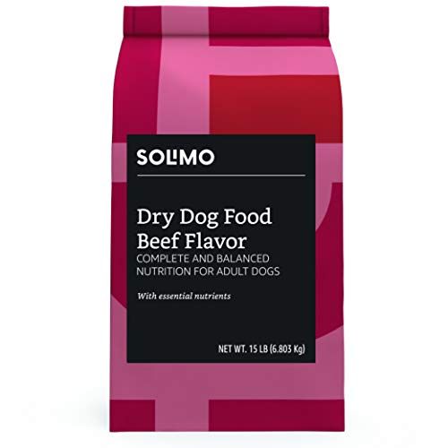 Photo 1 of Amazon Brand - Solimo Basic Dry Dog Food, Beef Flavor, 15 lb bag 
Expired 8/2021