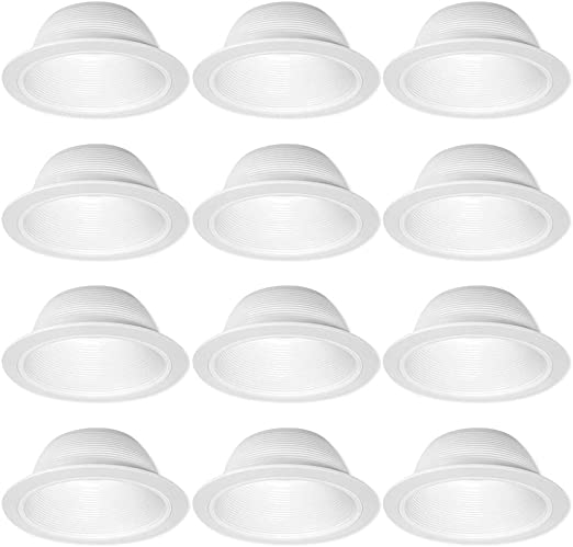 Photo 1 of 12 Pack - 6" Inch White Baffle Recessed Can Light Trim