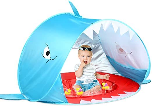 Photo 1 of Baby Beach Tent with Pool, Pop Up Beach Play Tents for Kids Toddler or Infant Portable Baby Sun Shelter Tent UV Protection (Blue)