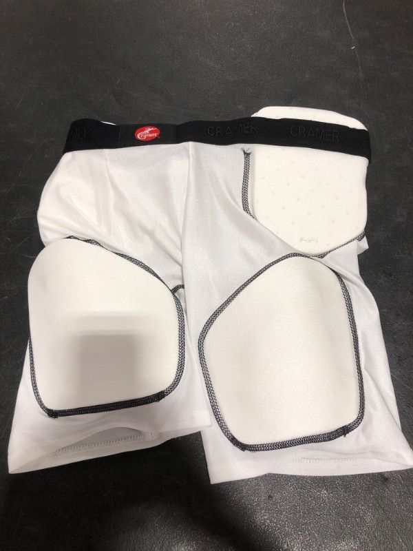 Photo 2 of Kramer Padded Protective Shorts, White , Size Youth XL.