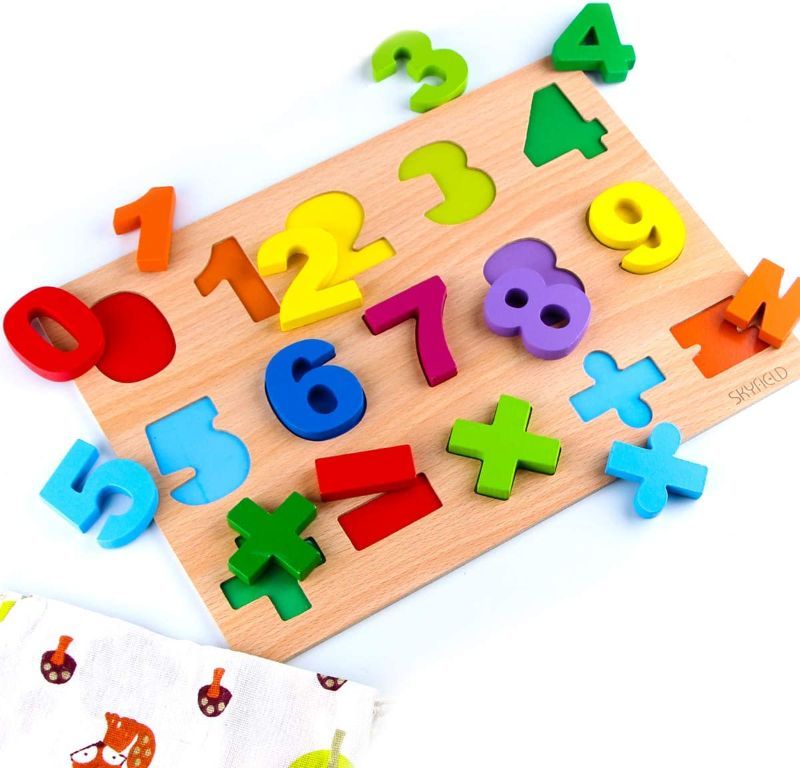 Photo 1 of SKYFIELD WOODEN NUMBER PUZZLES, EARLY EDUCATIONAL DEVELOPMENTAL TOY FOR 2, 3, 4, 5, 6 YEARS OLD BOYS AND GIRLS, FOR TODDLERS, KIDS, PRESCHOOLERS, 13.4'' L X 9.8'' W
