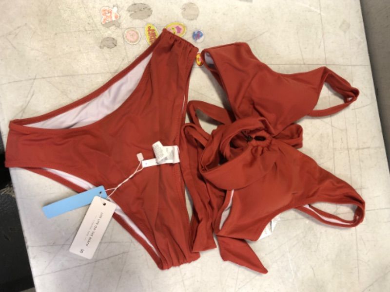 Photo 2 of Burnt Orange Stylish O-Ring Bikini, Small 