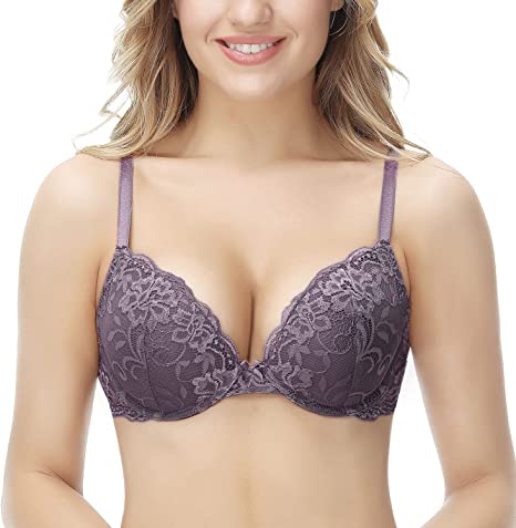 Photo 1 of Deyllo Women’s Push Up Lace Bra Comfort Padded Underwire Bra Lift Up Add One Cup,38D
