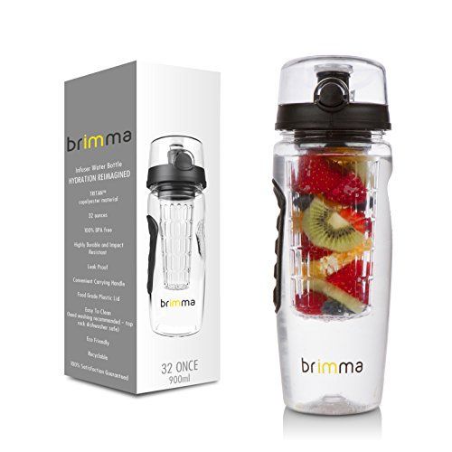 Photo 1 of Brimma Fruit Infuser Water Bottle - 32 oz 0.25 gallon Water Bottle, Large Leakproof Plastic Fruit Infusion Water Bottle for Gym, Bike, Camping, and Travel
