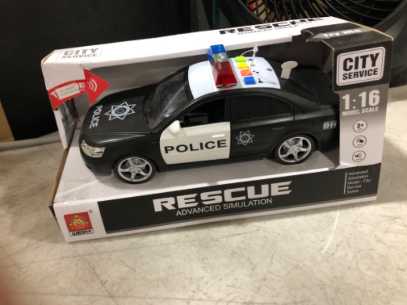 Photo 2 of WolVol Friction Powered Police Car - Push & Go Heavy Duty Plastic Vehicle Toy - Lights & Sirens
