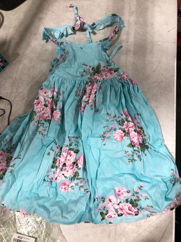 Photo 1 of Little Girls' Over the Neck Summer Blue Floral Dress, Size 5