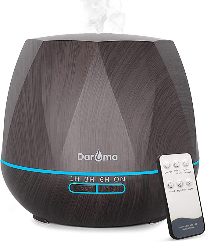 Photo 1 of 550ml Essential Oil Diffuser, DAROMA Upgraded Remote Control 6 in 1 Aromatherapy Ultrasonic Cool Mist Humidifier, 7 Color Changing Mood Lights & Waterless Auto-Off for Home Office Gift, Dark Wood
