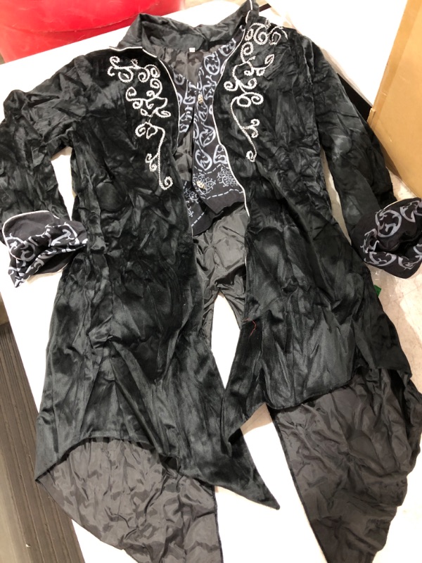 Photo 1 of Medieval Steampunk Tailcoat Halloween Costumes for Men, Renaissance Pirate Vampire Gothic Jackets Vintage Warlock Frock Coat, XL  **STOCK PHOTO FOR REFENCE** NOT EXACT!