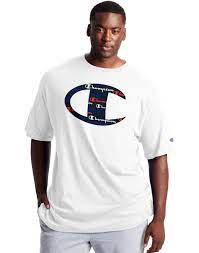 Photo 1 of Men's Champion Big & Tall Classic Jersey Tee, C Logo White 2XL
