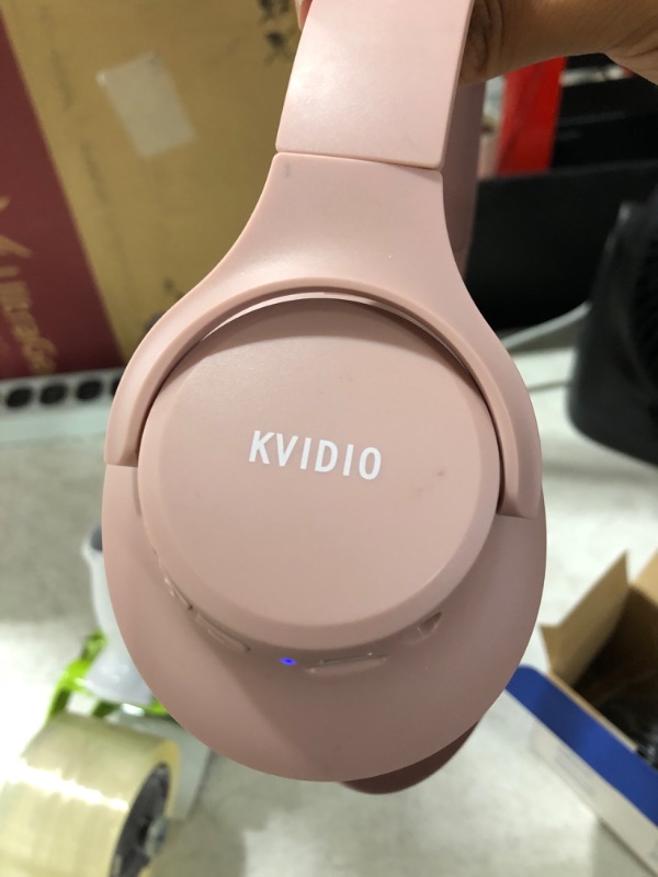 Photo 4 of Bluetooth Headphones Over Ear,KVIDIO 55 Hours Playtime Wireless Headphones with Microphone,Foldable Lightweight Headset with Deep Bass,HiFi Stereo Sound for Travel Work Laptop PC Cellphone (Pink)
