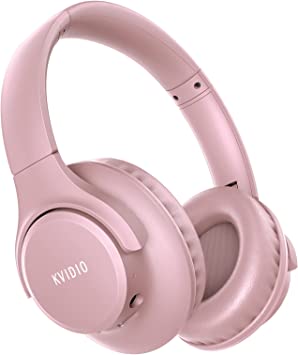 Photo 1 of Bluetooth Headphones Over Ear,KVIDIO 55 Hours Playtime Wireless Headphones with Microphone,Foldable Lightweight Headset with Deep Bass,HiFi Stereo Sound for Travel Work Laptop PC Cellphone (Pink)
