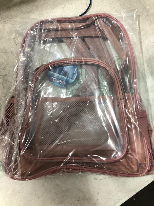 Photo 2 of Clear Backpack, Transparent Bookbag Heavy Duty See Through School Bag Stadium - Pink
