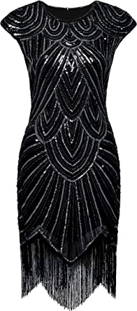 Photo 1 of BABEYOND Women's Flapper Dresses 1920s Beaded Fringed Great Gatsby Dress, Large