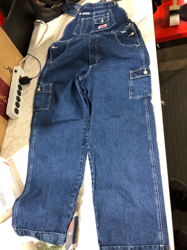 Photo 2 of Revolt By Palomares Women's Juniors Baggy Straight Leg Twill/Denim Overalls, Size 16
