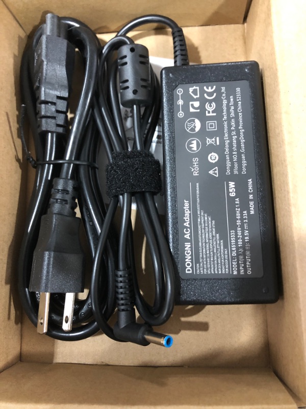 Photo 2 of 65W 19.5V 3.33A Ac Adapter for HP Pavilion x360 11 13 15, Zbook 14u G4 G5 15u 15 G3, 15-f111dx 15-f211wm 15-f233wm 15-f278nr 15-r052nr 15-r132wm Power Supply Blue Tip
