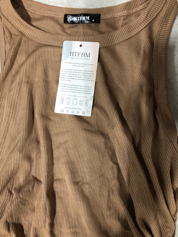 Photo 1 of BTFBM Women Sleeveless Bodycon Ruched Short Dress Side Drawstring Solid Crew Neck Casual Summer Tank Shirt Mini Dresses, Small