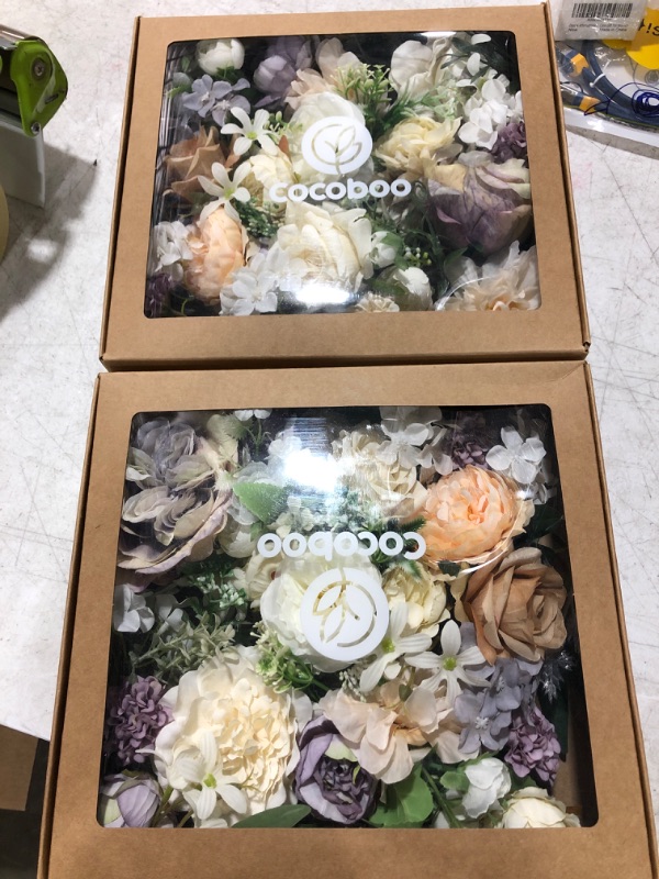 Photo 3 of 2 BOXES! Cocoboo Artificial Purple Flowers Combo Silk Mix Fake Flowers for DIY Wedding Bouquets Centerpieces Arrangements Party Baby Shower Home Decorations(White&Purple)
