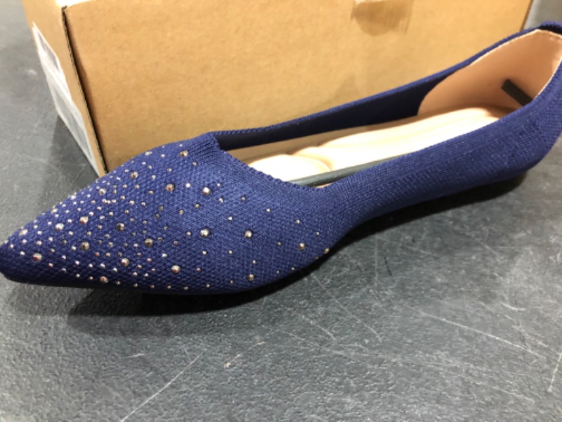 Photo 1 of Size 8 - VenusCelia Women's Knit Flat Shoe Rhinestone Navy