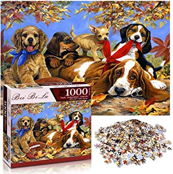 Photo 1 of 1000 Piece Jigsaw Puzzles for Adults Teen Kids - Adult Decompression Children Educational Puzzles Game Toy Xmas Gift Home Decoration, Dog Pattern, 27x20 inch - Factory Sealed