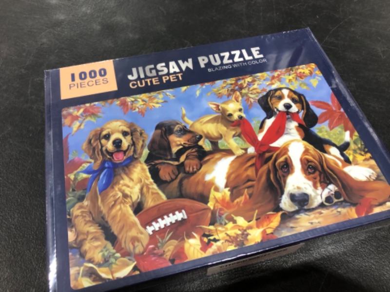 Photo 2 of 1000 Piece Jigsaw Puzzles for Adults Teen Kids - Adult Decompression Children Educational Puzzles Game Toy Xmas Gift Home Decoration, Dog Pattern, 27x20 inch - Factory Sealed