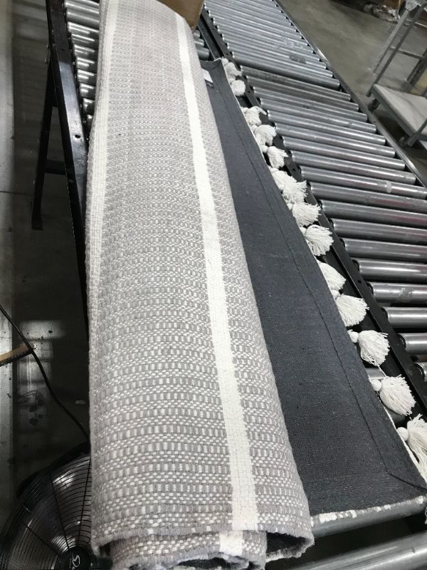 Photo 1 of 5' X 7' Pick Stitch Textured Stripe with Tassel Rug - Hearth & Hand™ with Magnolia
