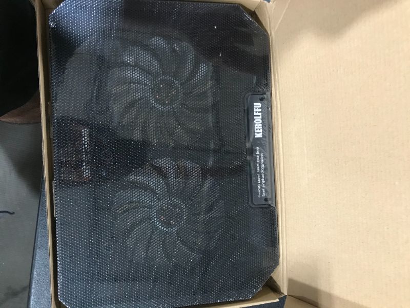 Photo 2 of KEROLFFU Laptop Cooling Pad 15.6 14 13 Inch (Big 2Fans 5.52 Inch, Double Sides Built-in USB Line, Back Feet Stand) Fit Apple Air / Pro / MacBook
