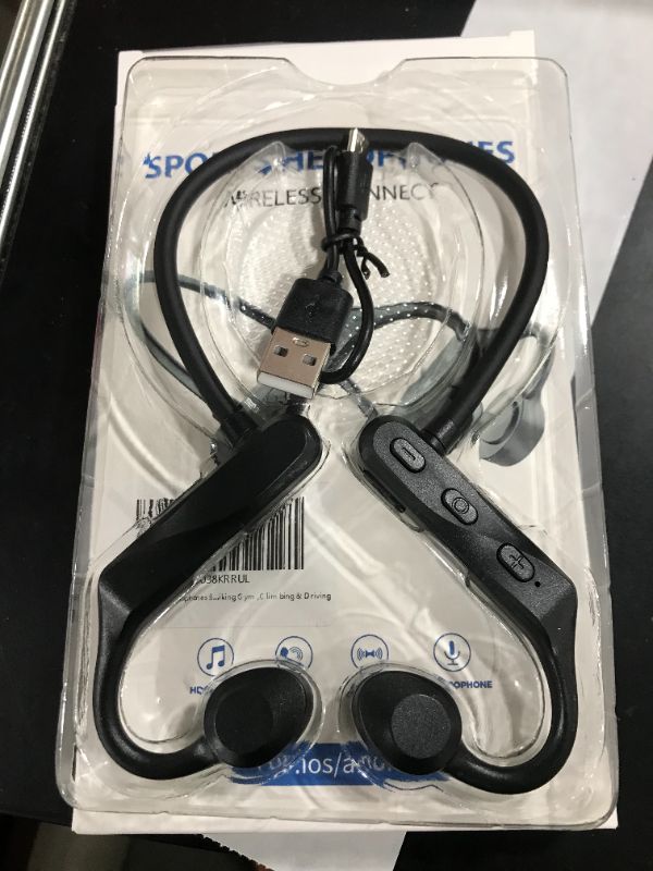 Photo 1 of Bone Conduction Headphones Bluetooth 5.0,Wireless Open Ear Headphones with Built-in Mic,Waterproof Earphones,Sweatproof Sports Headset for Running,Cycling,Hiking,Gym,Climbing & Driving
