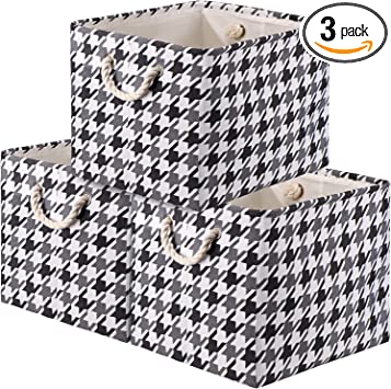 Photo 1 of 3-Pack Storage Baskets for Organizing, Fabric Storage Bins with Handles, Foldable Rectangle Organizer Bin for Laundry, Nursery, Toys, Closets, Shelves
