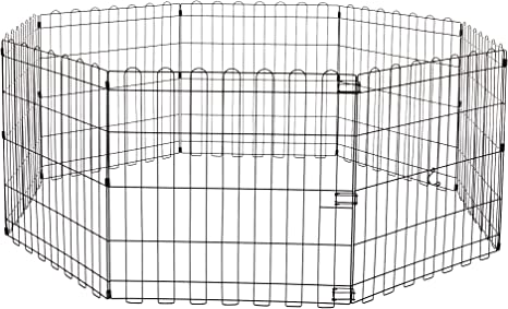 Photo 1 of Amazon Basics Foldable Metal Exercise Pet Play Pen for Dogs, No Door, 60 x 60 x 24 Inches, Black
