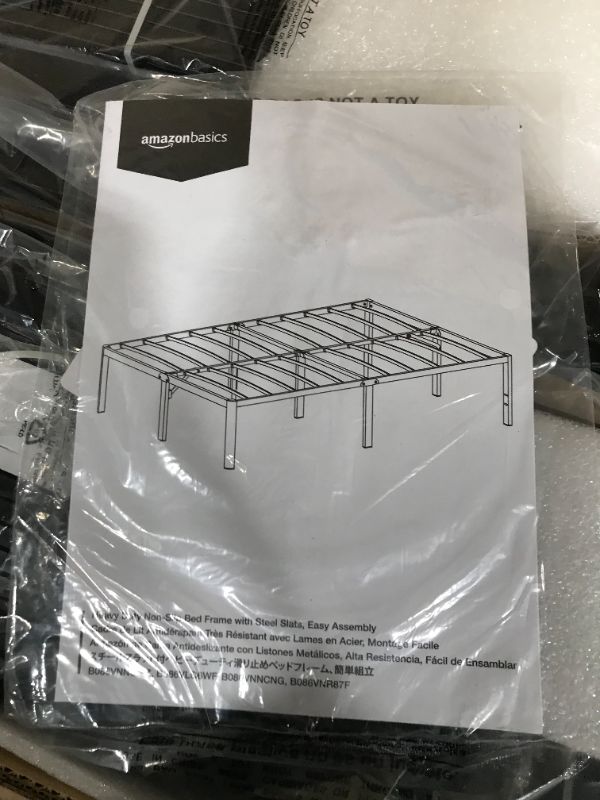 Photo 1 of Amazon Basics Heavy Duty Non-Slip Bed Frame with Steel Slats, Easy Assembly - 18 inches, Full
