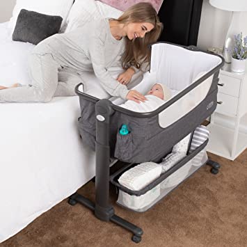 Photo 1 of Baby Bassinet, Bedside Sleeper for Baby, Easy Folding Portable Crib with Storage Basket for Newborn, Bedside Bassinet, Comfy Mattress