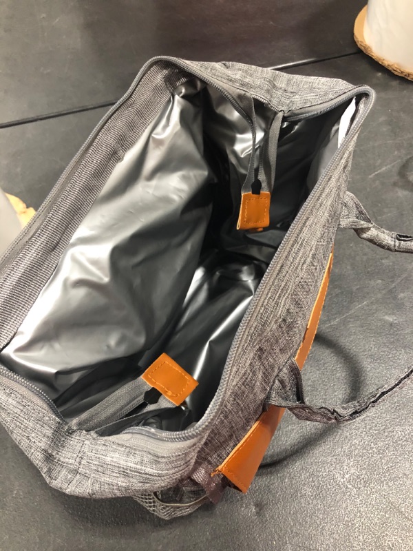 Photo 1 of Adult Lunch Bags for Women Work Insulated Lunch Box Reusable Waterproof Large Cooler Tote Bag for Girl (gray/Orange Leather clamshell)
