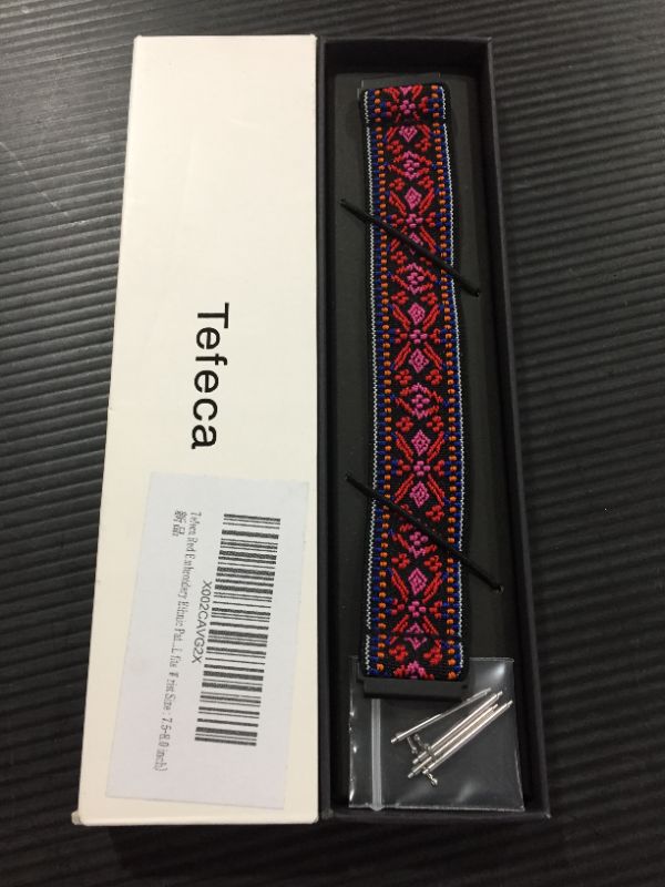 Photo 2 of Tefeca Red Embroidery Ethnic Pattern Elastic Compatible/Replacement Band for Apple Watch 7.5"-8"