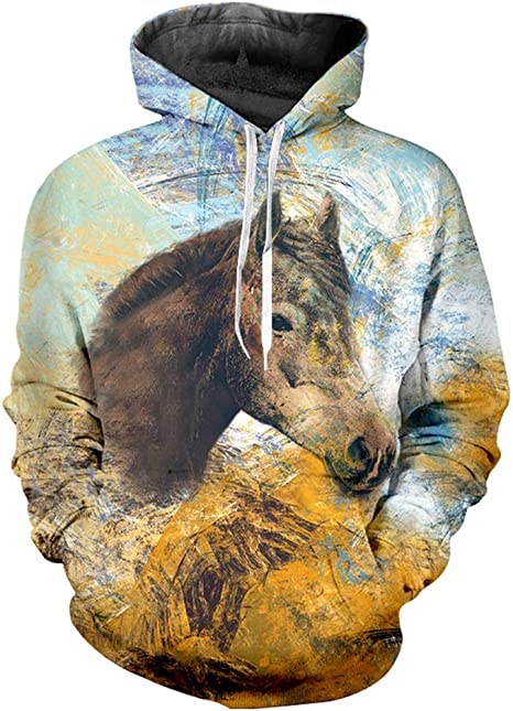 Photo 1 of nordic runes Animal Horse Sweatshirts for Women Cool Hoodies Pullover for Men with Designs Lg